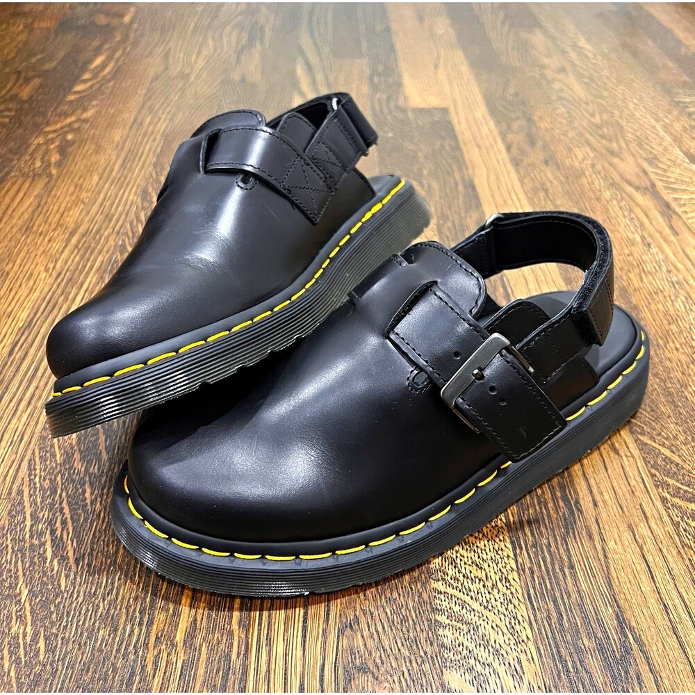 dr. martens jorge ii black leather buckle sandals adjustable strap size 5 women